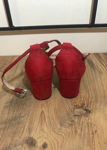 Koton Kırmızı Süet Tokalı Kadın Topuklu Ayakkabı - Görsel 5