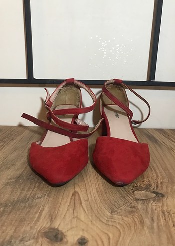 Koton Kırmızı Süet Tokalı Kadın Topuklu Ayakkabı - Görsel 6