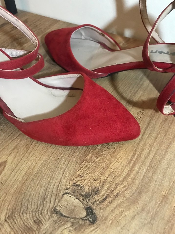 Koton Kırmızı Süet Tokalı Kadın Topuklu Ayakkabı - Görsel 4