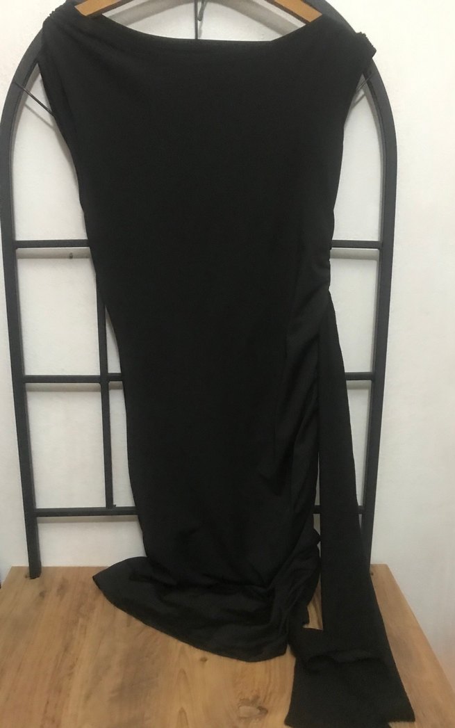 Siyah Drapeli Kadın Elbise - Görsel 3