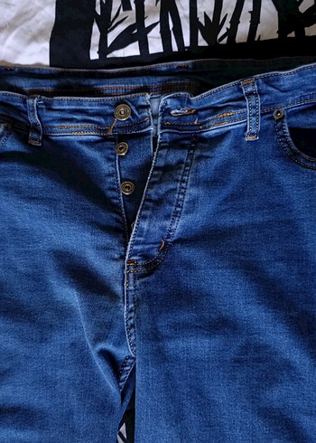 Düğmeli Gri-Mavi Mamos Erkek Kot Pantolon - Görsel 4