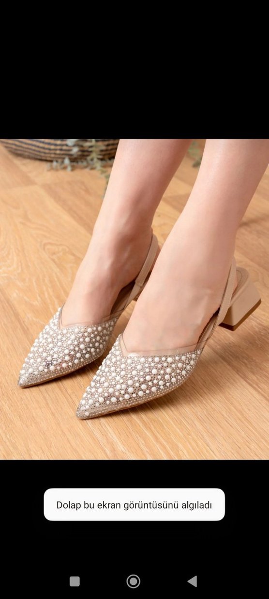 İncili Taşlı Topuklu Ayakkabısı - Görsel 3