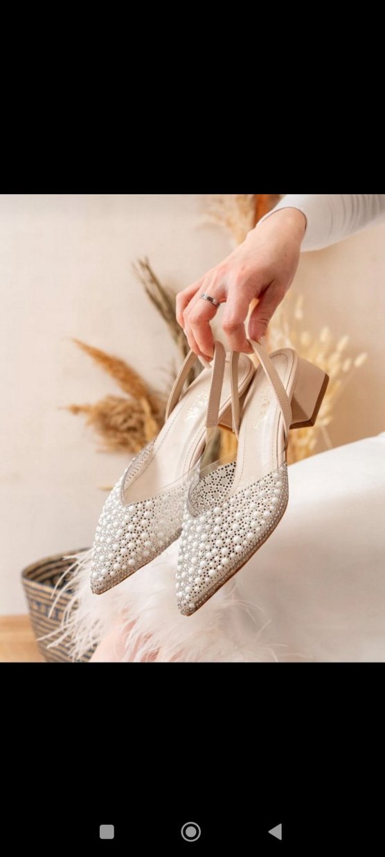 İncili Taşlı Topuklu Ayakkabısı - Görsel 4