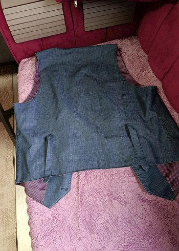 Lacivert Denim Düğmeli Erkek Yelek - Görsel 2