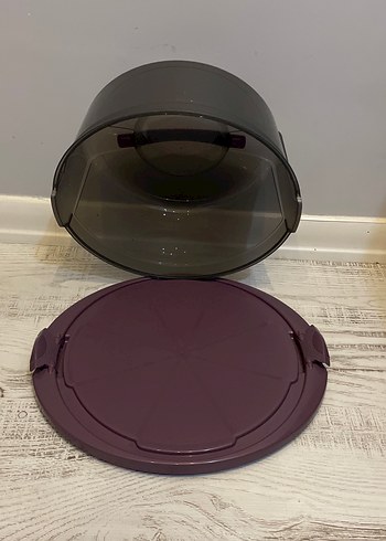 Mor Kapaklı Plastik Kek Saklama Kabı - Görsel 2