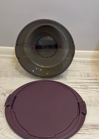 Mor Kapaklı Plastik Kek Saklama Kabı - Görsel 3