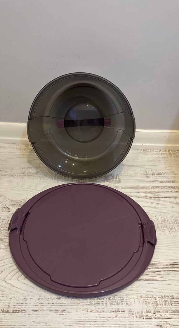 Mor Kapaklı Plastik Kek Saklama Kabı - Görsel 3