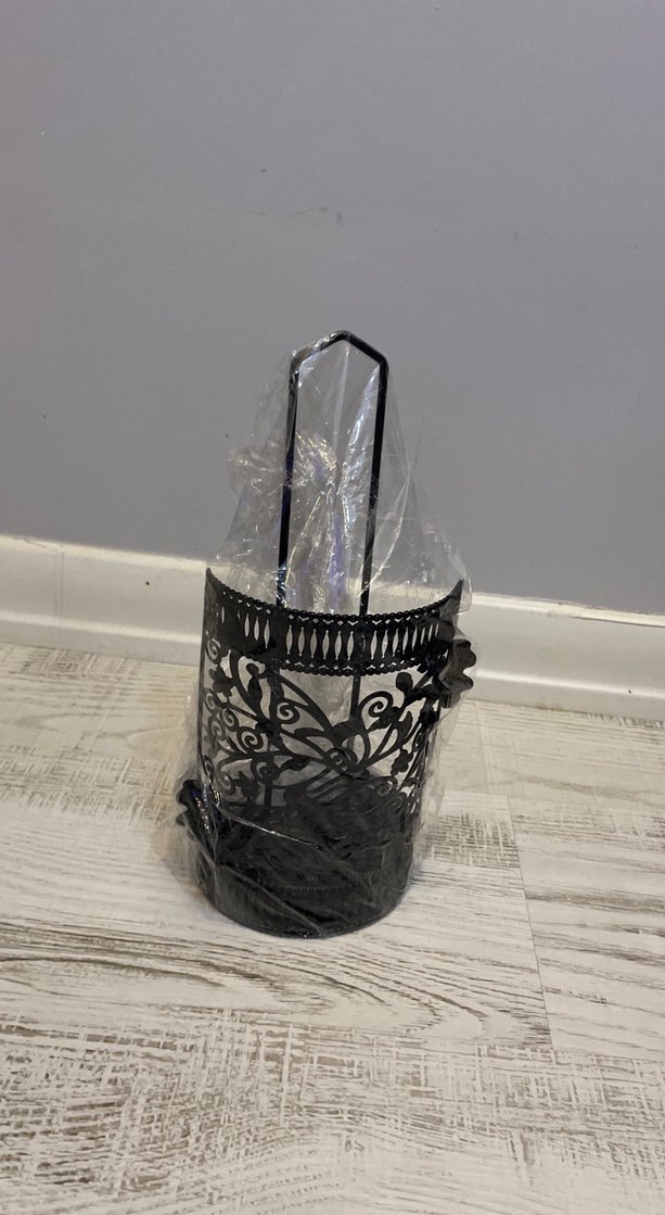 Siyah Metal İşlemeli Mumluk - Görsel 4