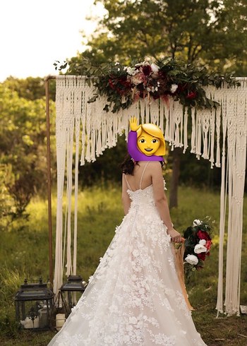 Bej Straplez Bohem Kısa Kollu Gelinlik - Görsel 2