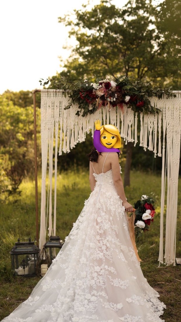 Bej Straplez Bohem Kısa Kollu Gelinlik - Görsel 2