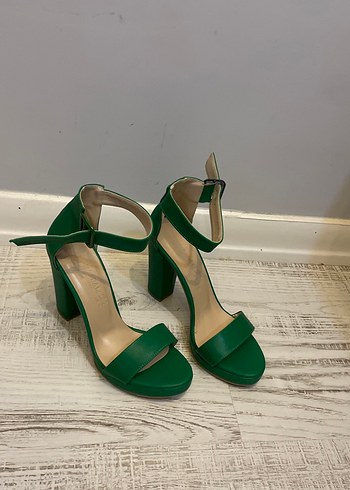 Yeşil Mat Platform Topuklu Kadın Ayakkabı - Görsel 2