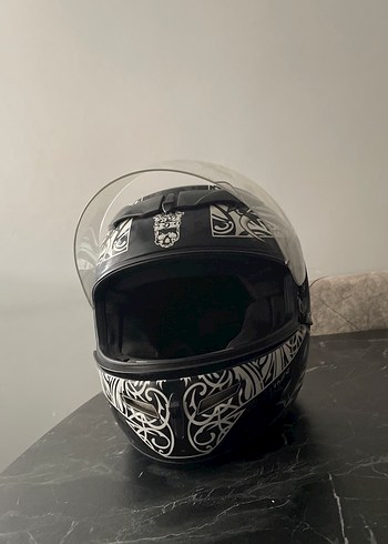 Desenli Siyah Seramik Biker Kask Zeus model - Görsel 6