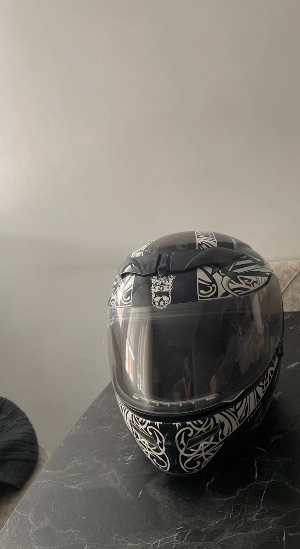 Desenli Siyah Seramik Biker Kask Zeus model - Görsel 2