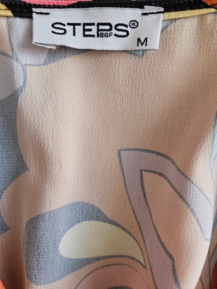 Renkli Bağlamalı V Yakalı kısa Elbise - Görsel 3