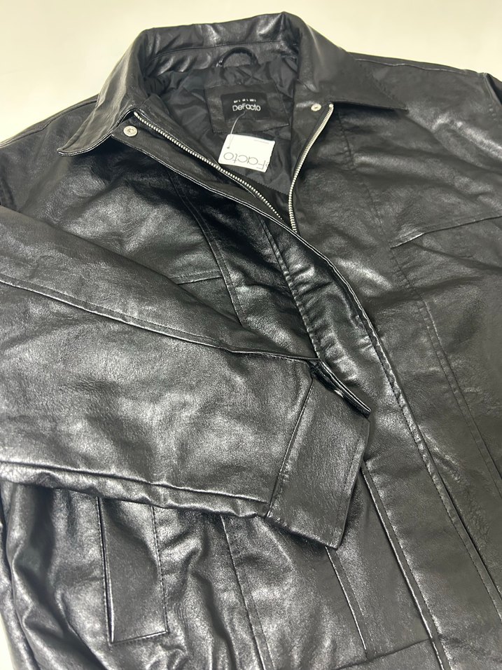 DeFacto Siyah Deri Kadın Ceket - Görsel 4