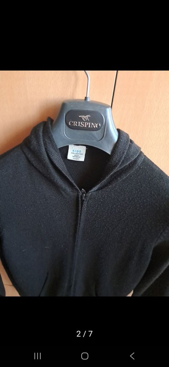 Siyah kapüşonlu triko erkek çocuk - Görsel 5