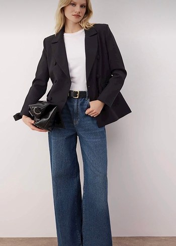 Siyah Düğmeli Kadın Blazer Ceket - Görsel 3