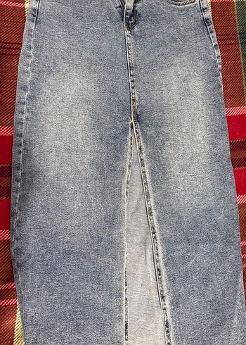 Düğmeli Midi Kot Etek - Görsel 2