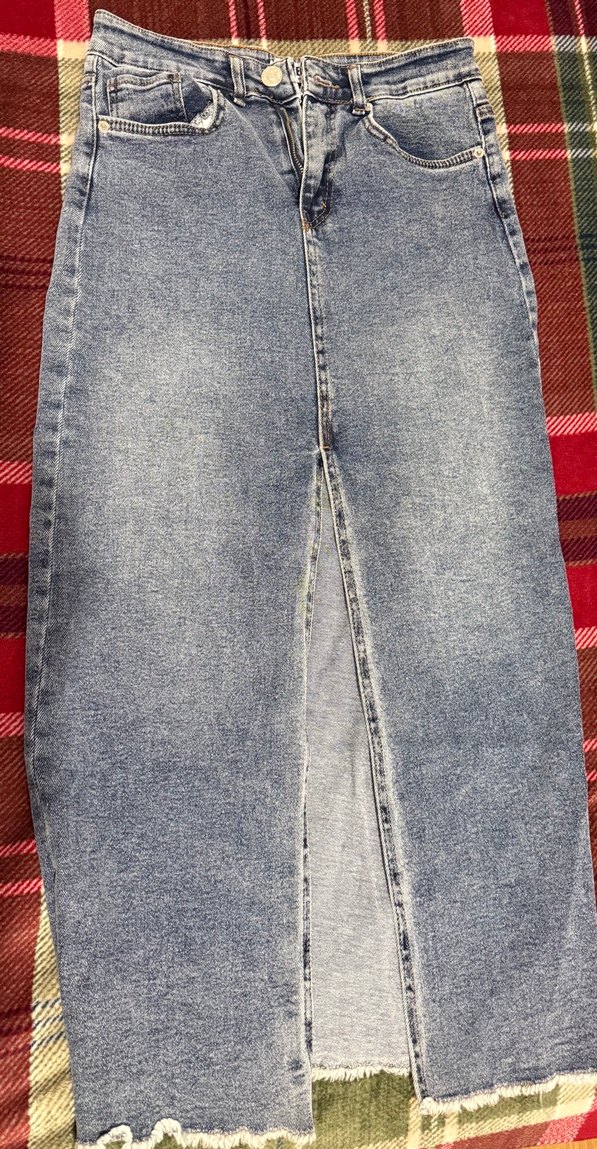 Düğmeli Midi Kot Etek - Görsel 2