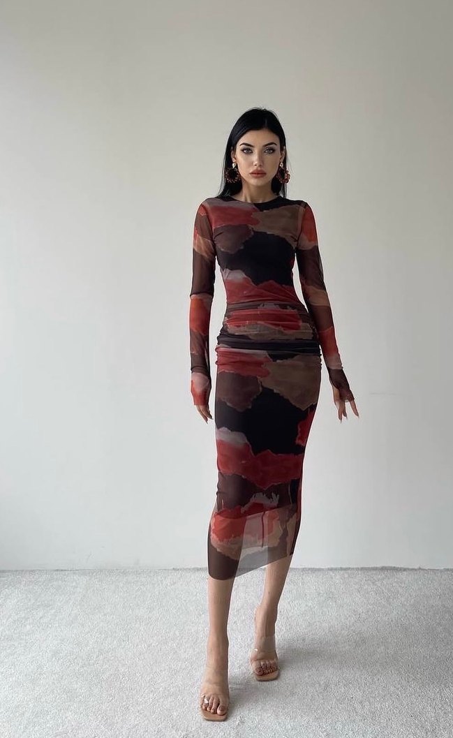 Kadın Midi Transparan Elbise - Görsel 2