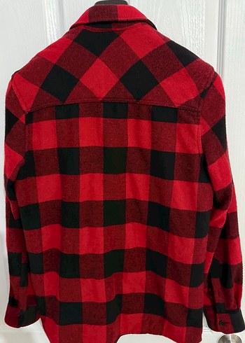 Erkek Kırmızı Kareli Uzun Kollu Yün Gömlek - Görsel 2