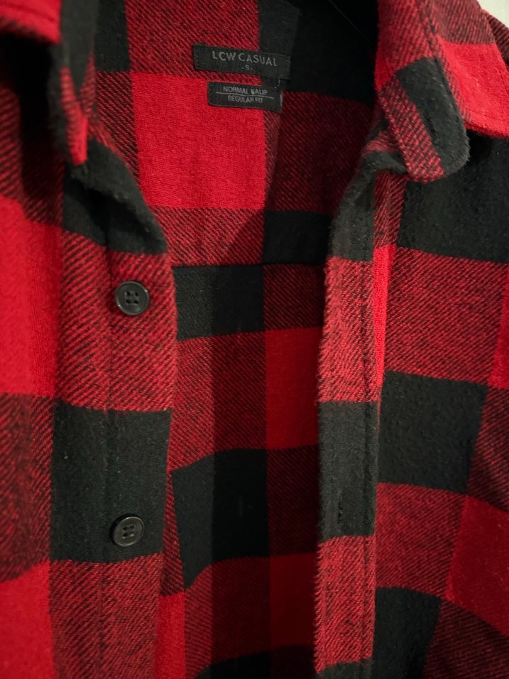 Erkek Kırmızı Kareli Uzun Kollu Yün Gömlek - Görsel 3
