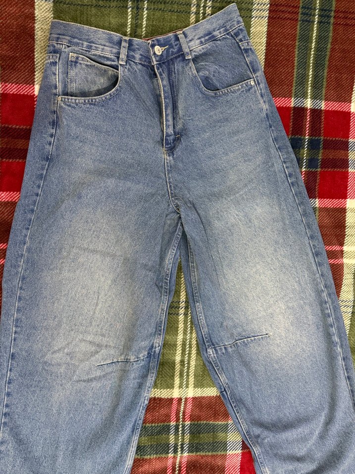 Kadın Gri Mavi Bol Kesim Kot Pantolon - Görsel 3