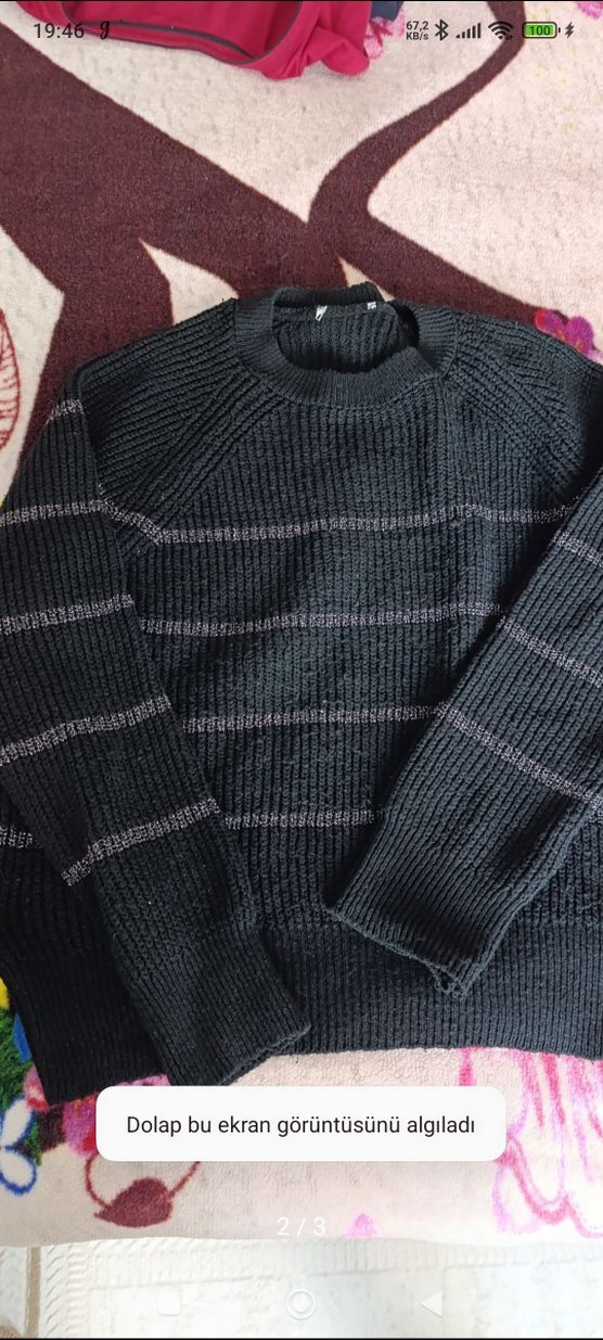 siyah Kadın Örgü Boğazlı Kazak - Görsel 2