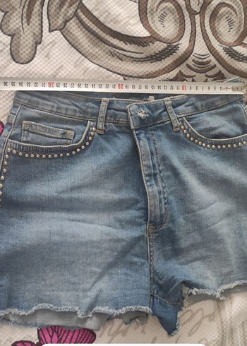 Düğmeli Mavi Kadın Kot Şort - Görsel 2