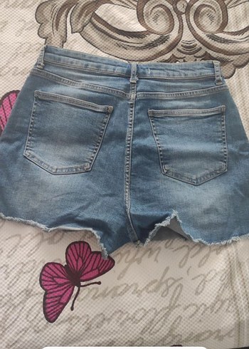 Düğmeli Mavi Kadın Kot Şort - Görsel 4