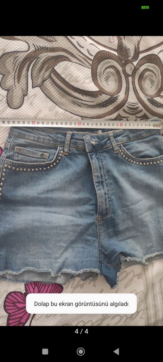 Düğmeli Mavi Kadın Kot Şort - Görsel 2