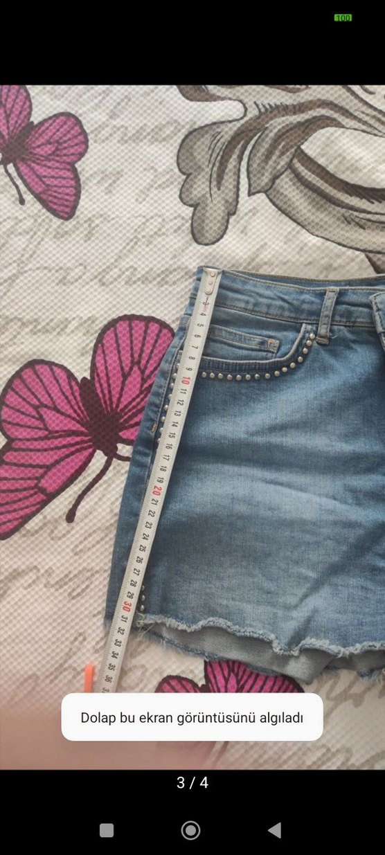 Düğmeli Mavi Kadın Kot Şort - Görsel 3