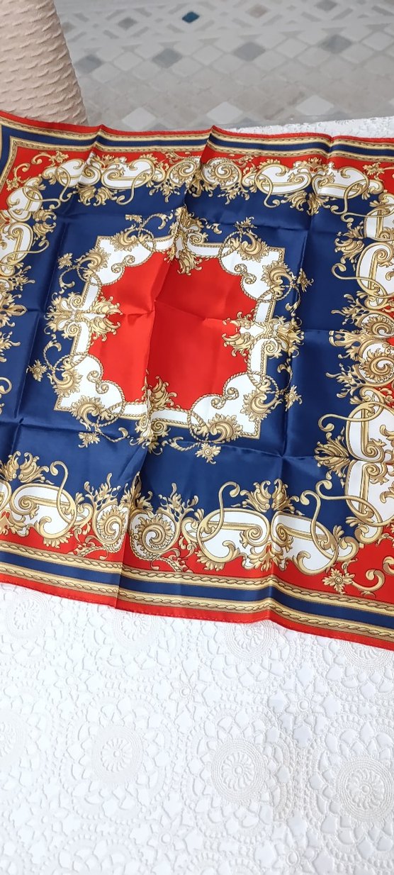 Renkli Kadın İpek Fular - Görsel 2