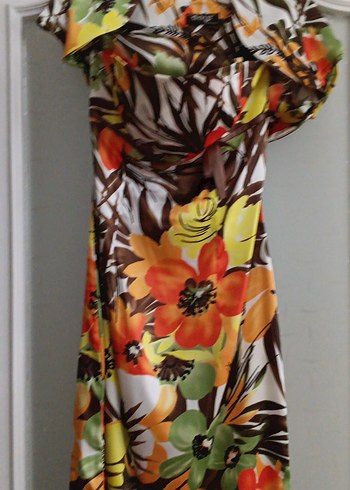 Çiçek Desenli Uzun Straplez Bohem Elbise - Görsel 2