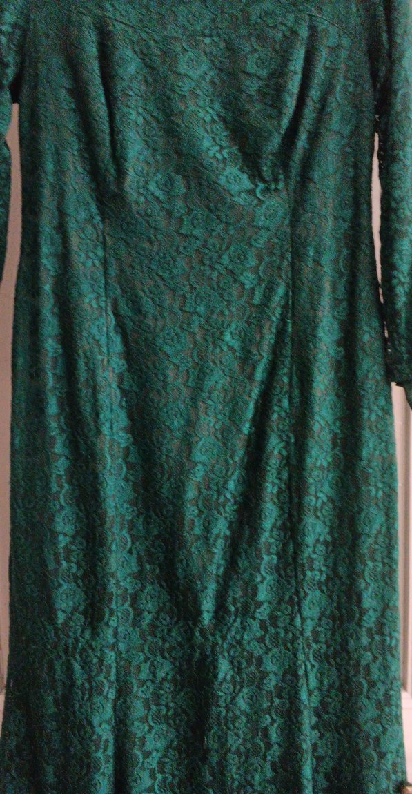 Koyu Yeşil Drapeli Uzun Kadın Abiye Elbise - Görsel 2