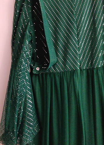 Yeşil Uzun Taşlı Elbise İsteyenler için Kemeri de vardır - Görsel 5