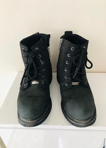 Siyah Deri Erkek Biker Bot - Görsel 2