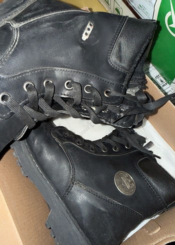 Siyah Deri Erkek Biker Bot - Görsel 5