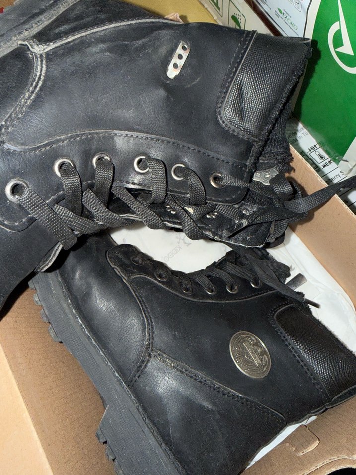 Siyah Deri Erkek Biker Bot - Görsel 5