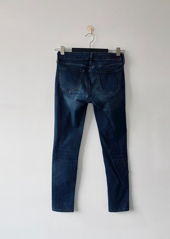 Kadın Lacivert Dar Kesim Midi Kot Pantolon - Görsel 2