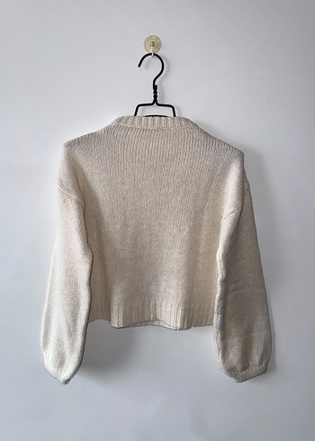 Nakışlı Beyaz Bohem Kadın Kazak - Görsel 2