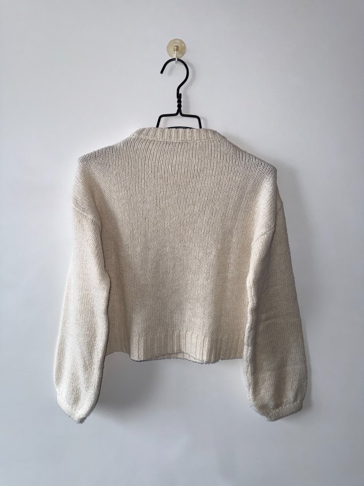 Nakışlı Beyaz Bohem Kadın Kazak - Görsel 2