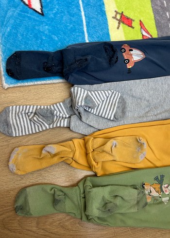 24-36 Ay Beden çeşitli Renk 4lü Erkek Çocuk Çoraplı pijama altı
