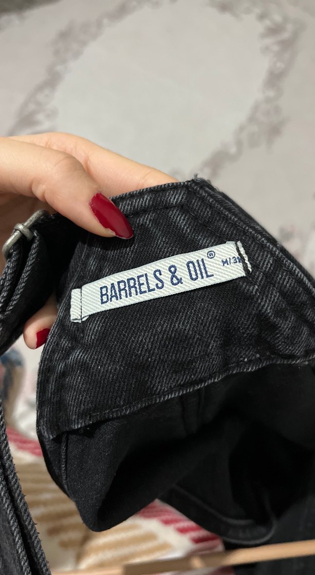 Siyah Askılı Kot Midi Salopet - Görsel 3