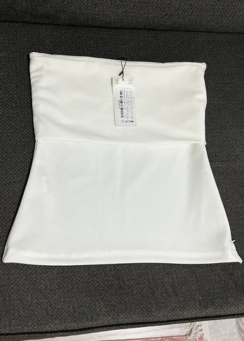 Beyaz Kot Straplez Bluz - Görsel 2