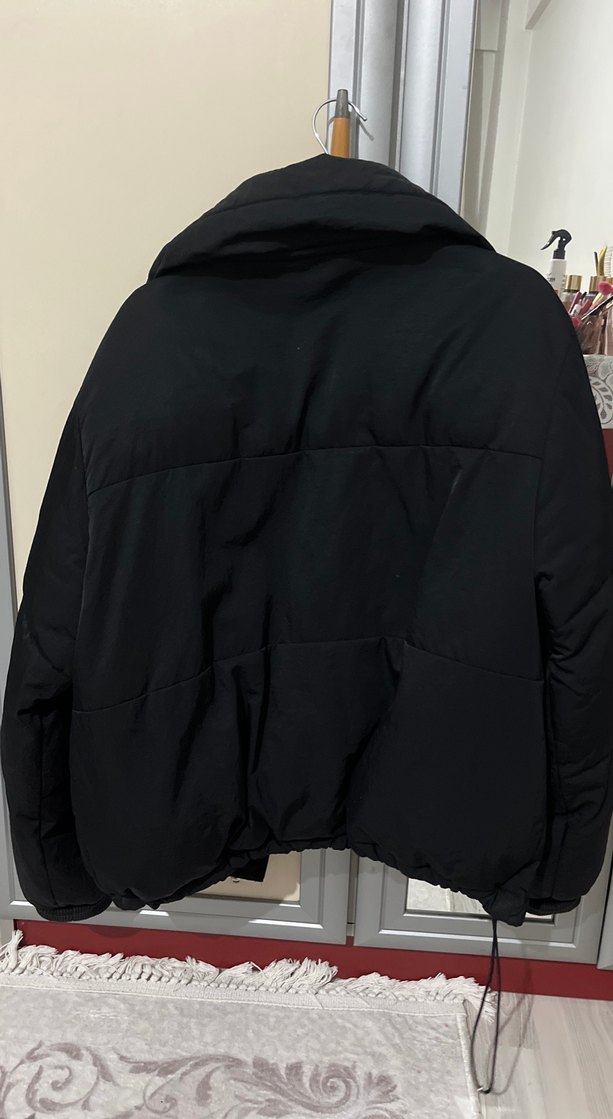 Siyah Fermuarlı Kadın Midi Kışlık Mont - Görsel 4