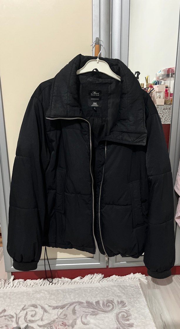 Siyah Fermuarlı Kadın Midi Kışlık Mont - Görsel 2