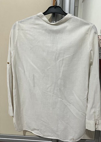 Düğmeli Beyaz Pamuklu Bohem Kadın Gömlek - Görsel 2