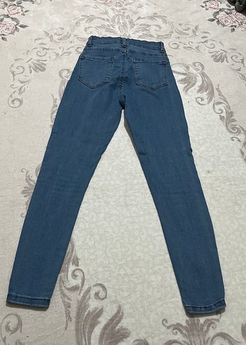 Kadın Elastik Bel Bağcıklı Mavi Skinny Jean - Görsel 2