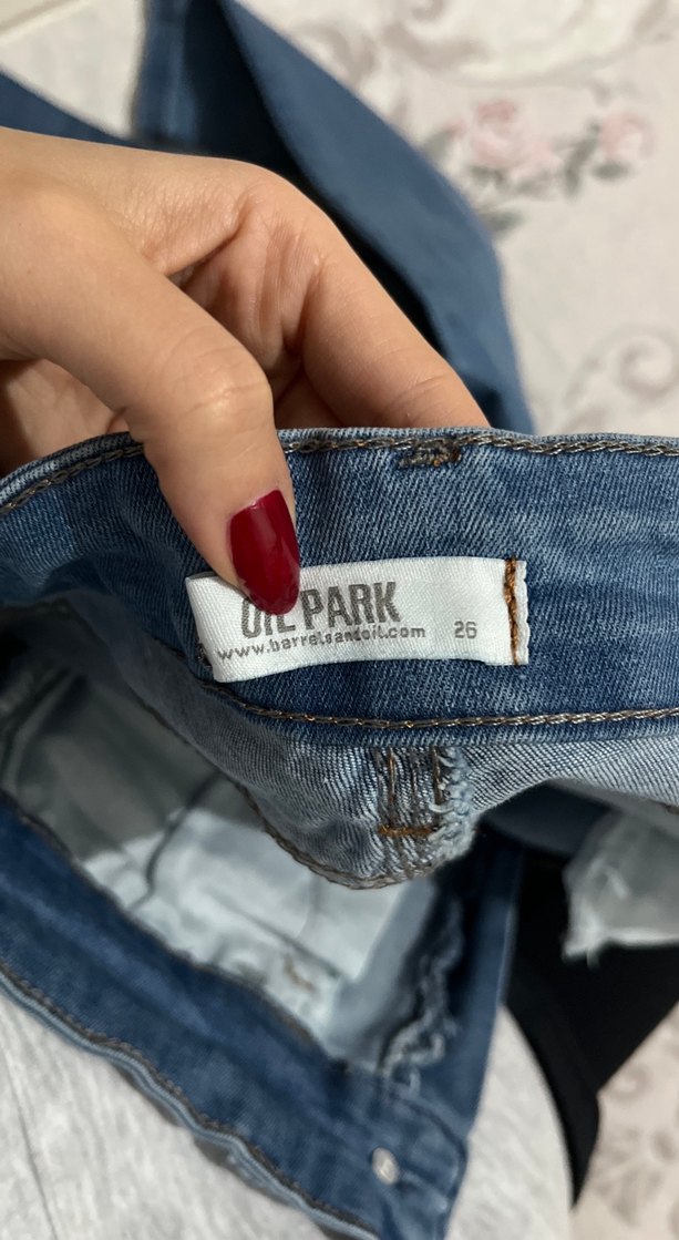 Kadın Elastik Bel Bağcıklı Mavi Skinny Jean - Görsel 3